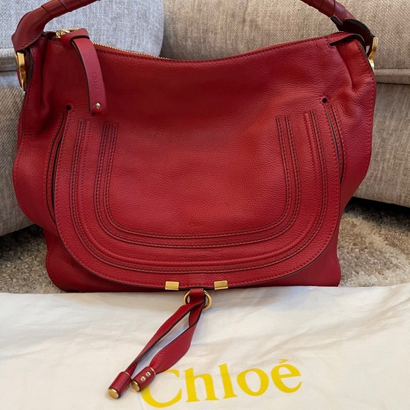 Authentic Chloe Marcie Large Hobo Satchel in Poppy - Picture 4 of 16